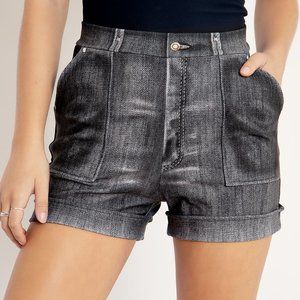 Not Actually Denim Black Cuffed Shorts - S